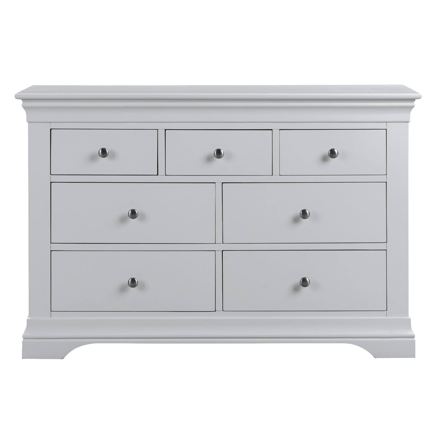 Read more about Pale grey 4 + 3 drawer wide chest of drawers olivia